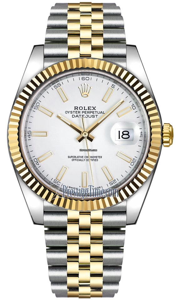 Réplique Rolex Datejust Suisse 41 mm en acier et or jaune 126333 White Jubilee Index