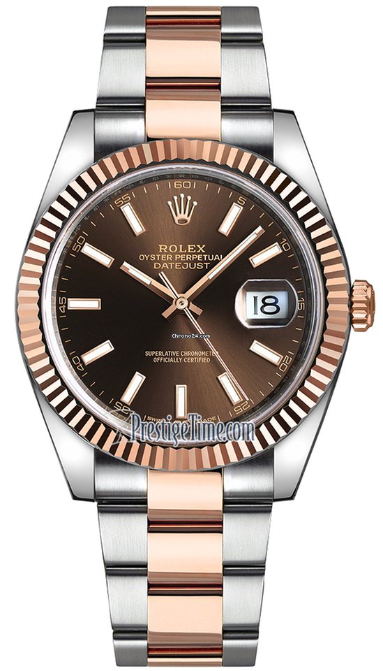 Réplique Rolex Datejust Suisse 41 mm en acier et or Everose 126331 Chocolate Index Oyster