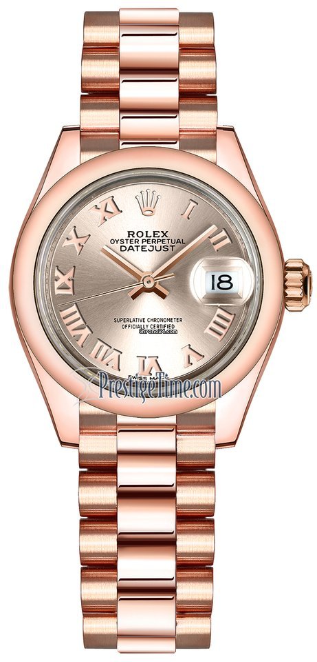Réplique de qualité Rolex Lady Datejust 28mm Or Everose 279165 Sundust Roman President