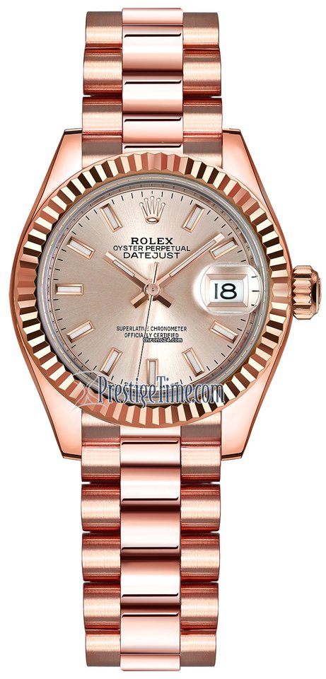 Réplique de luxe Rolex Lady Datejust 28mm Or Everose 279175 Sundust Index President