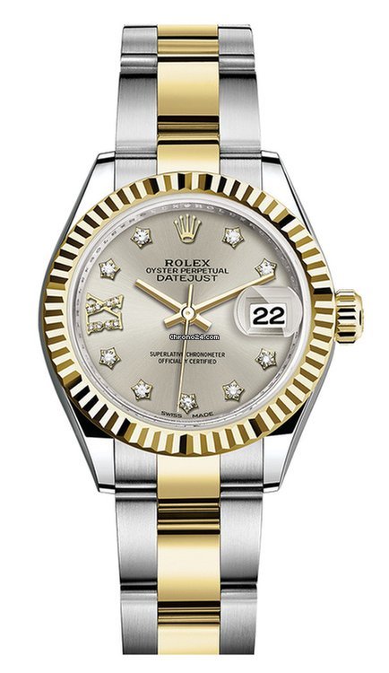 Réplique suisse Rolex Lady Datejust réf. 279173- Argent Diamant Ix Zb / bande d'huîtres