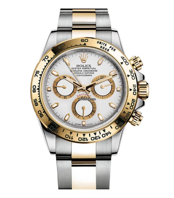 Fausse Montre Rolex 116503 Daytona Acier Et Or - Cadran Blanc