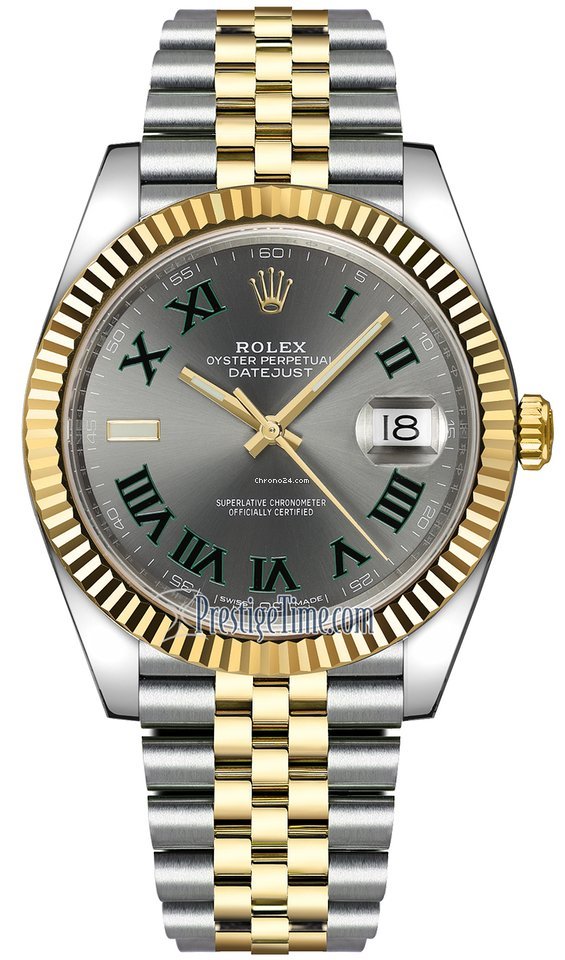 Réplique de luxe Rolex Datejust 41 mm en acier et or jaune 126333 jubilé romain ardoise