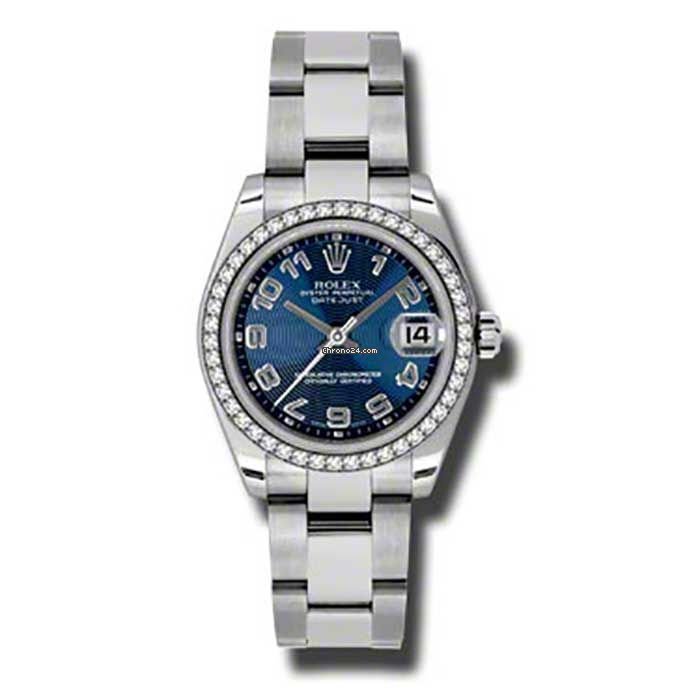 Réplique Rolex Datejust Suisse 31 mm - Lunette en acier avec 46 diamants - Bracelet 178384 Blcao Oyster