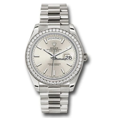 Réplique de luxe Rolex Day-date 40 Or blanc - Lunette en diamant 228349rbr Ssmip
