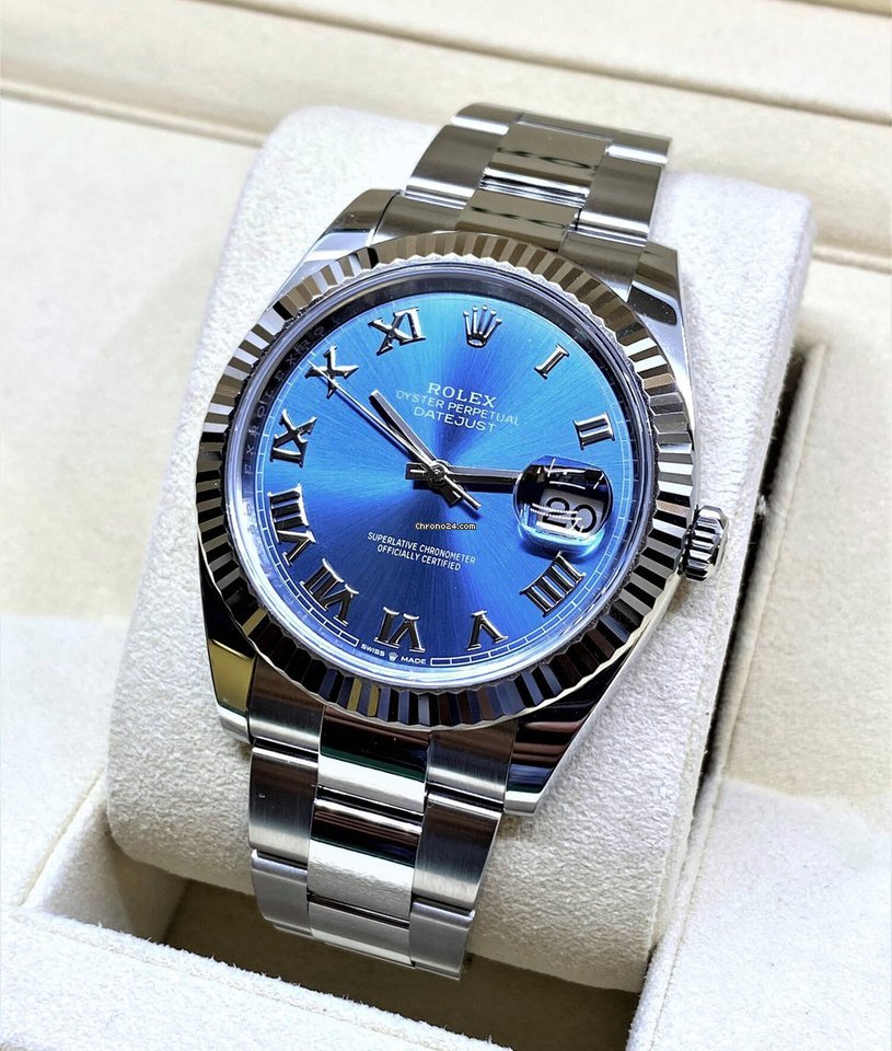 Réplique suisse Rolex Oyster Datejust Ii Acier Azure Blue Roman 41 mm // Ensemble complet 2019