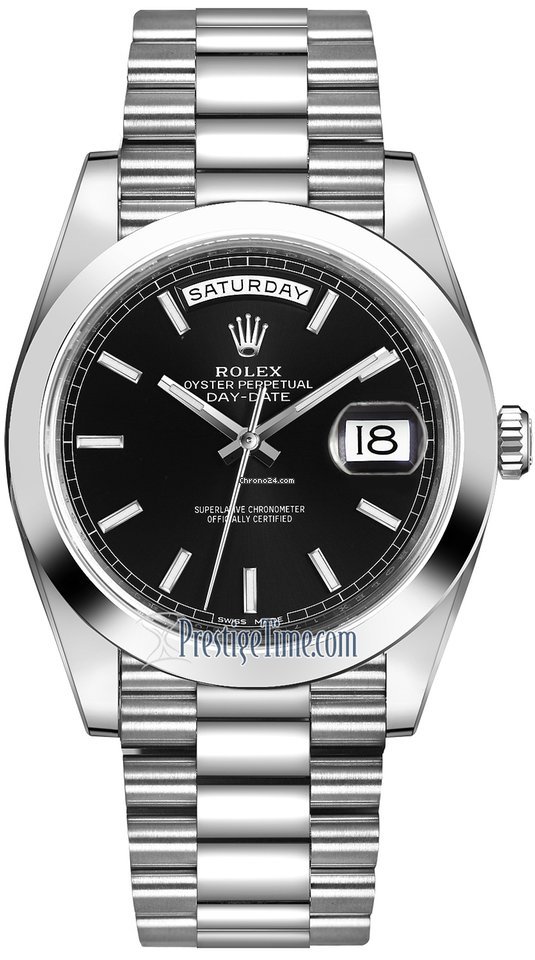 Réplique Rolex Suisse Day-date 40mm Platine 228206 Index Noir