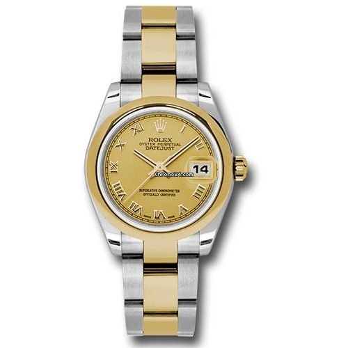 Réplique Rolex Datejust Suisse 31 mm - Acier et or jaune - Lunette bombée - Oyster 178243 Chro