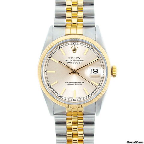 Réplique de luxe pour homme Rolex Datejust 36 mm cadran argenté modèle Stick 16233