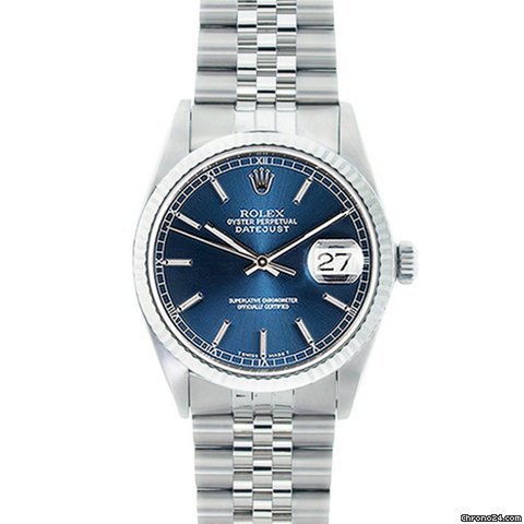 Réplique de luxe Rolex Men Datejust 36mm cadran bleu modèle 16234