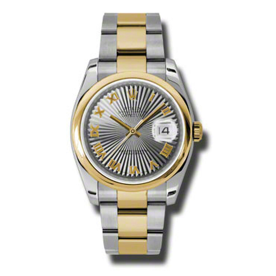 Acheter Faux Rolex Datejust 36 Cadran Gris En Acier Inoxydable Et Or Jaune 18K Bracelet Oyster Automatique Montre Homme 116203gsbro