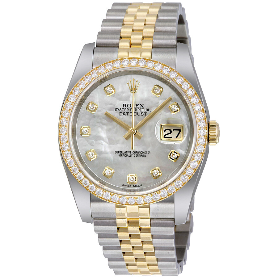 Meilleure Réplique Rolex Datejust 36 Nacre Cadran En Acier Inoxydable Et Or Jaune 18 Carats Jubilee Bracelet Automatique Montre Femme 116243mdj