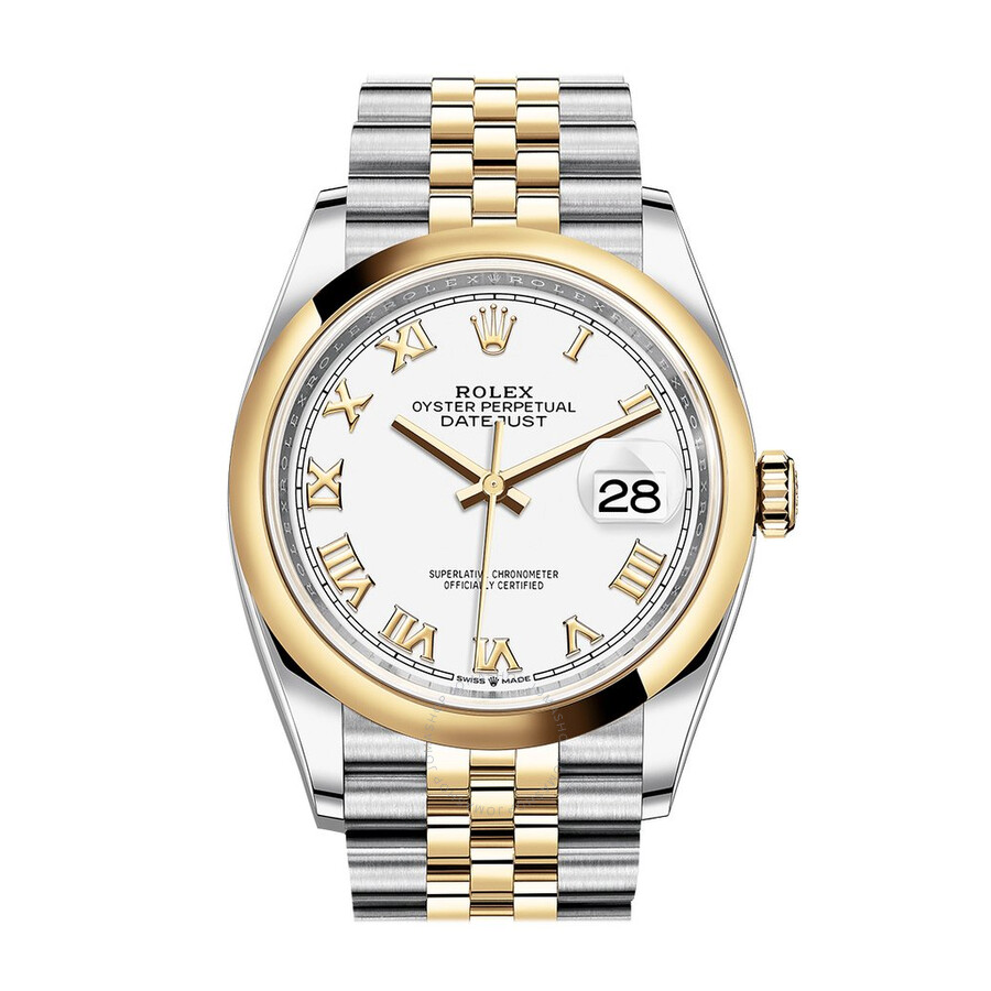 Meilleure Réplique Rolex Datejust 36 Cadran Blanc Automatique Hommes Acier Et Or Jaune 18K Jubilé Montre 126203wrj