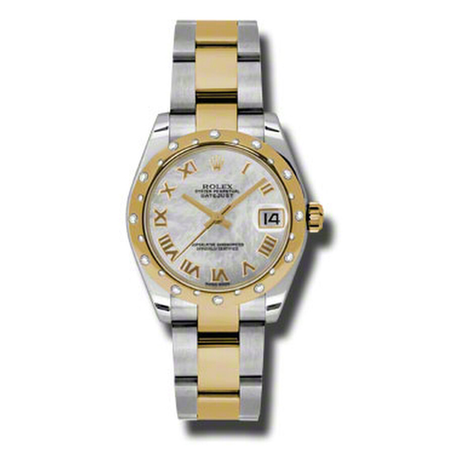 Fausse montre Rolex Datejust Lady 31 en acier inoxydable, cadran en nacre et bracelet en or jaune 18 carats, montre automatique 178343mro