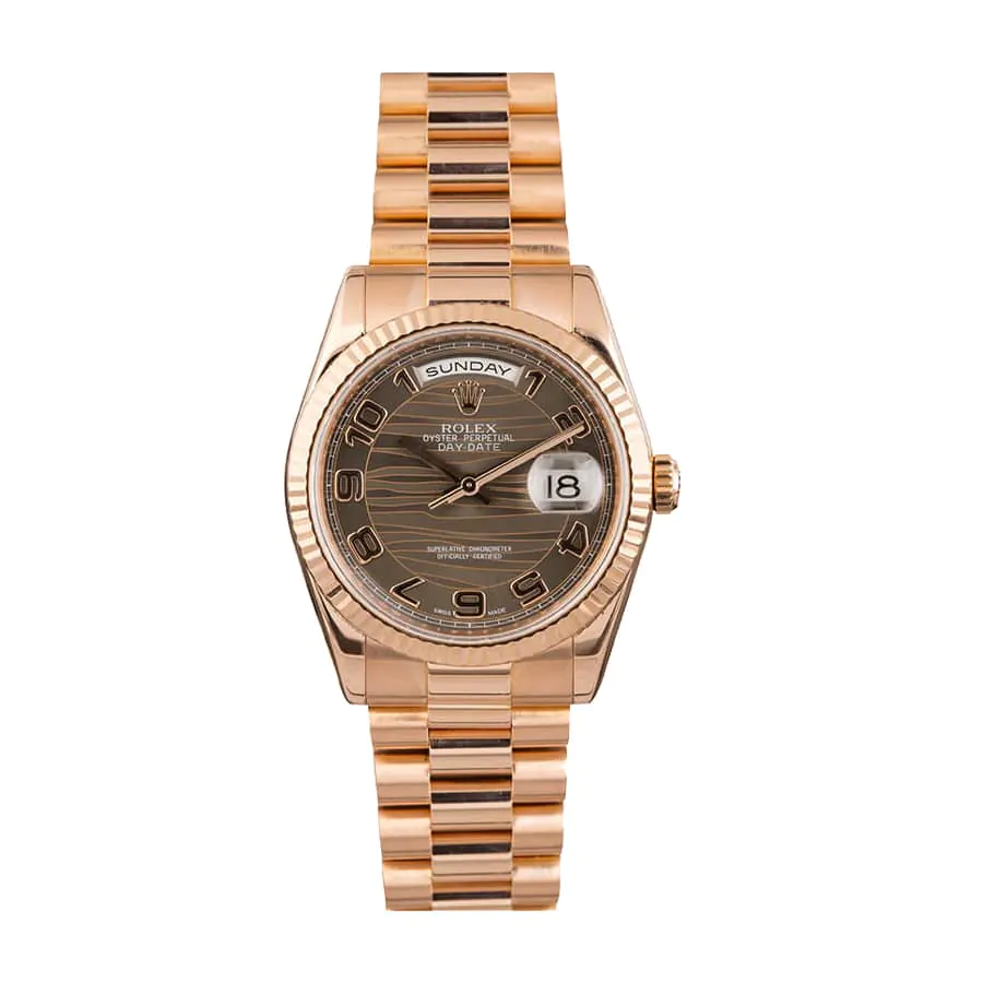 Réplique Rolex Suisse Day-date Ii Rose Gold Wave Dial 218235-0035