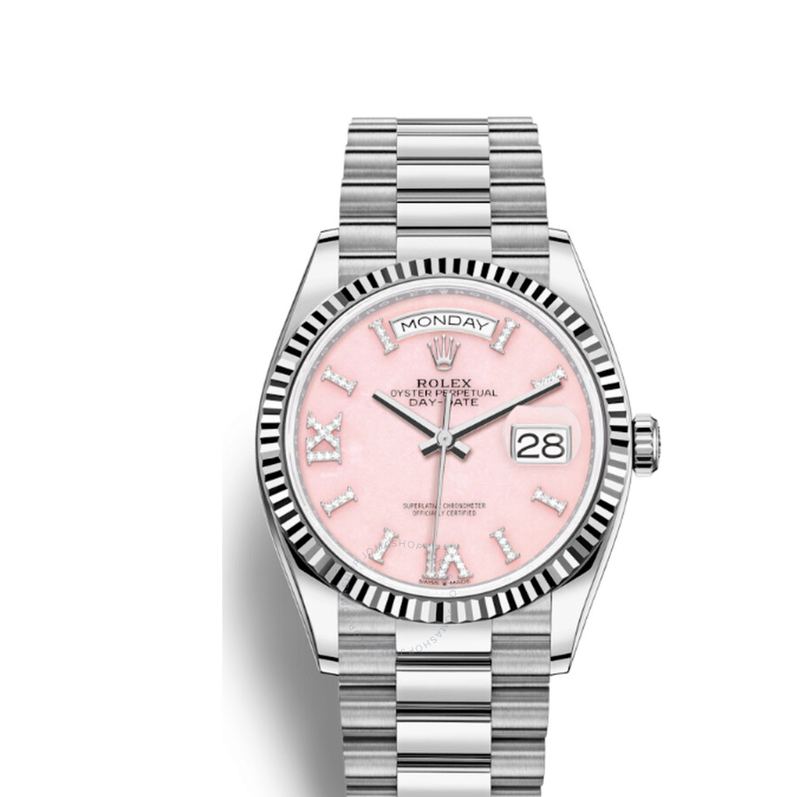 Acheter une fausse montre Rolex Day-date 36 automatique avec cadran en diamant rose et or blanc 18 carats President 128239prsdp