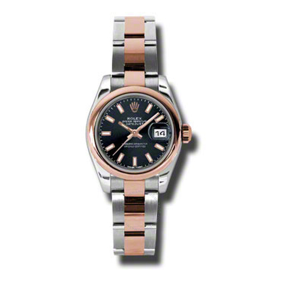Meilleure Réplique Rolex Lady Datejust 26 Cadran Noir En Acier Inoxydable Et Or Everose 18k Bracelet Oyster Montre Automatique 179161bkso