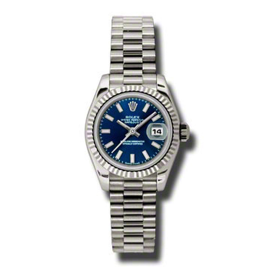 Réplique de qualité Rolex Lady-datejust 26 Cadran bleu Or blanc 18 carats President Montre automatique pour femme 179179blsp