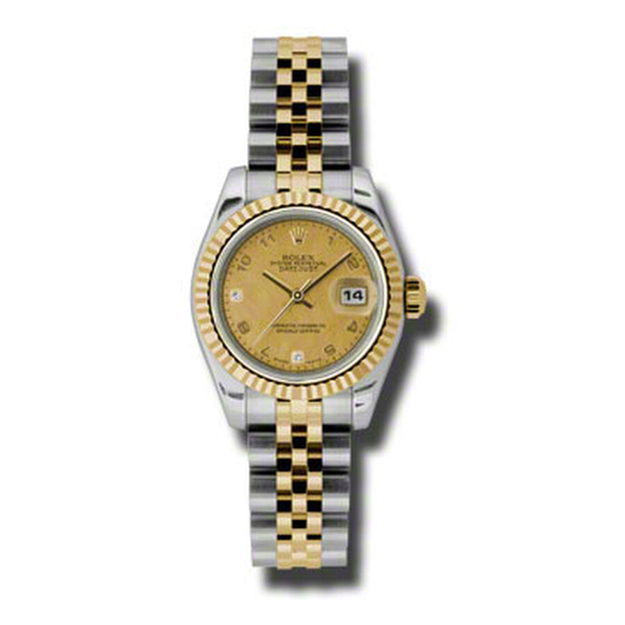 Réplique de luxe Rolex Lady Datejust 26 Champagne Goldust Cadran en nacre en acier inoxydable et bracelet jubilé en or jaune 18 carats Montre automatique 179173cgdmadj