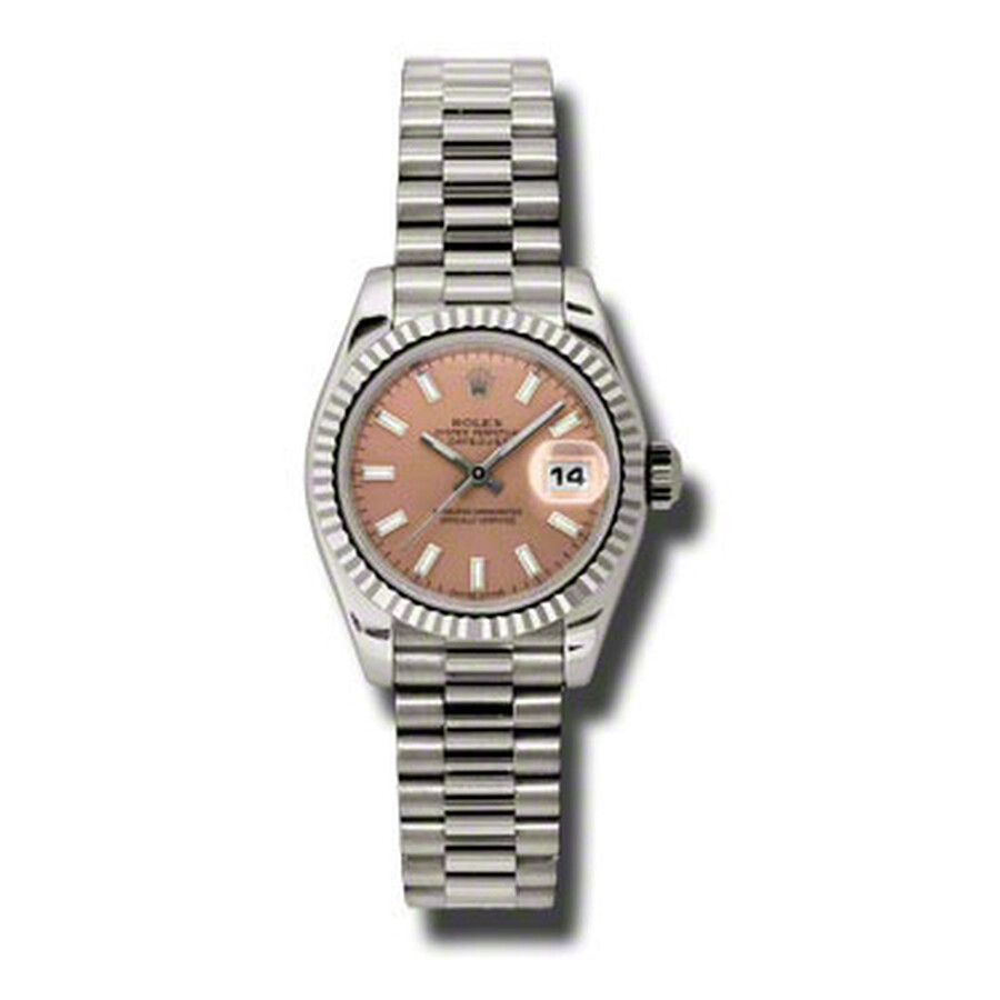Réplique de luxe Rolex Lady-datejust 26 cadran rose 18k or blanc président montre automatique pour femme 179179psp