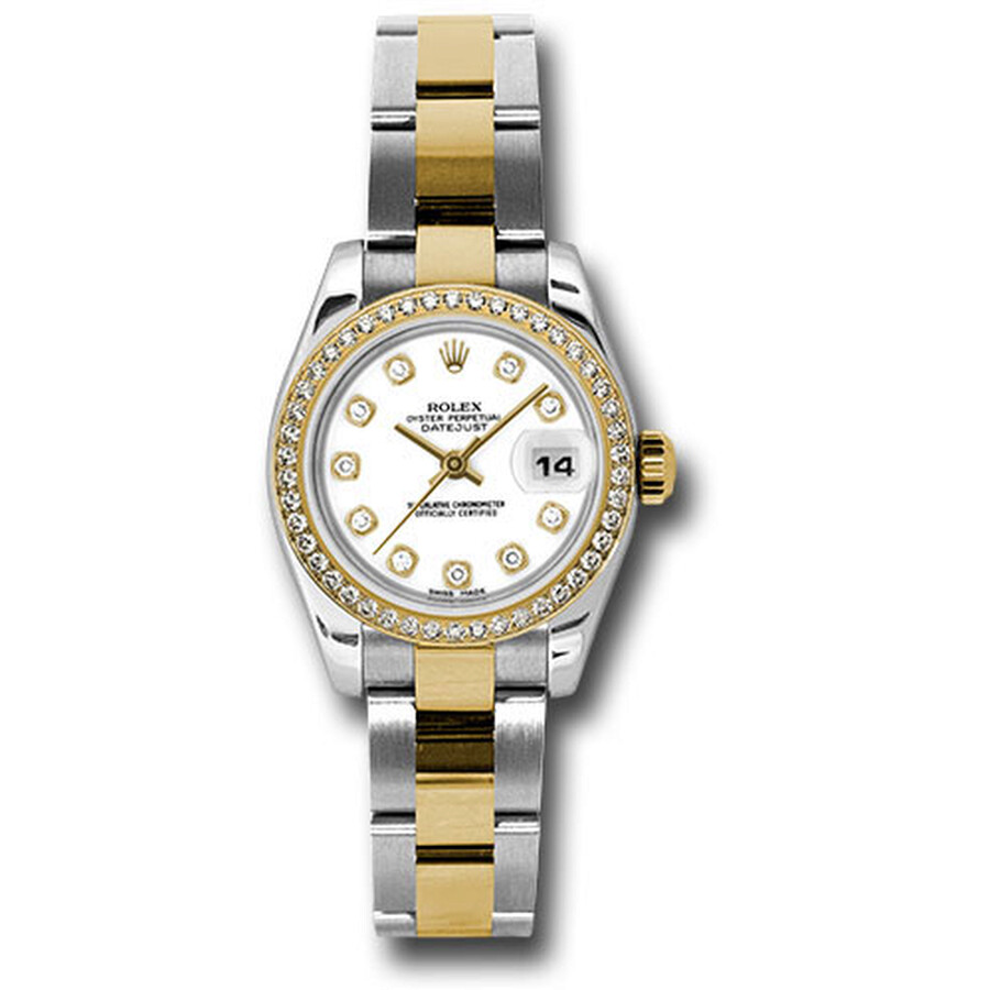 Meilleure Réplique Rolex Lady Datejust Cadran Blanc Diamant Acier Et Or Jaune 18K Montre Automatique 179383wdo
