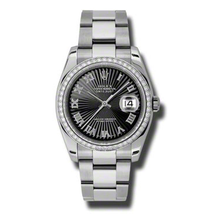 Acheter Faux Rolex Oyster Perpetual Datejust 36 Cadran Noir Bracelet En Acier Inoxydable Automatique Montre Femme 116244bksbro