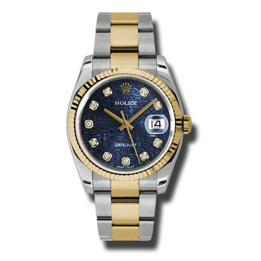 Réplique de luxe pour homme automatique Rolex Oyster Perpetual Datejust 36 cadran bleu en acier inoxydable et bracelet en or jaune 18 carats 116233bljdo