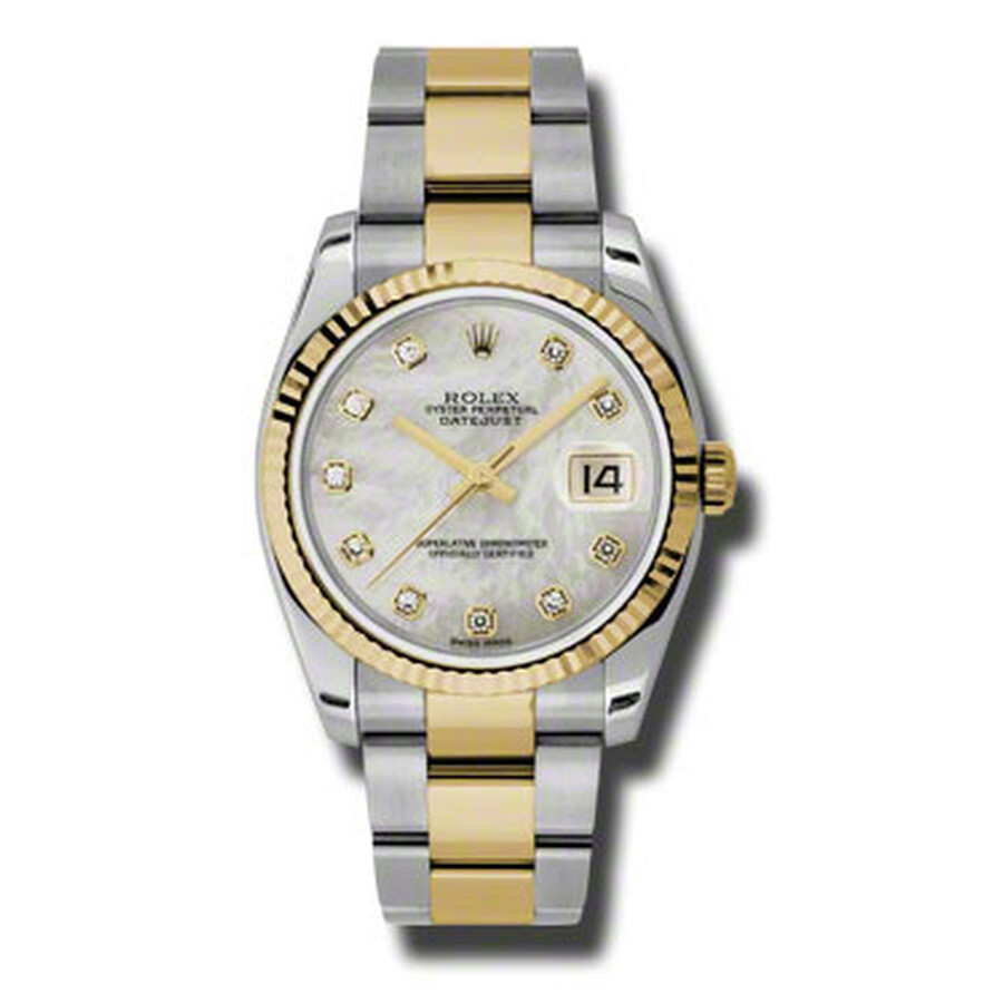 Réplique pas cher Rolex Oyster Perpetual Datejust 36 cadran en nacre en acier inoxydable et bracelet en or jaune 18 carats automatique montre pour homme 116233mdo