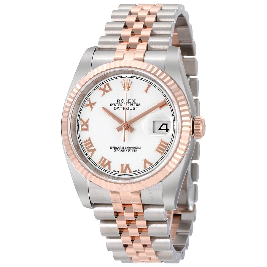 Qualité Réplique Rolex Oyster Perpetual Datejust 36 Cadran Blanc En Acier Inoxydable Et 18k Everose Or Jubilee Bracelet Automatique Montre Homme 116231wrj
