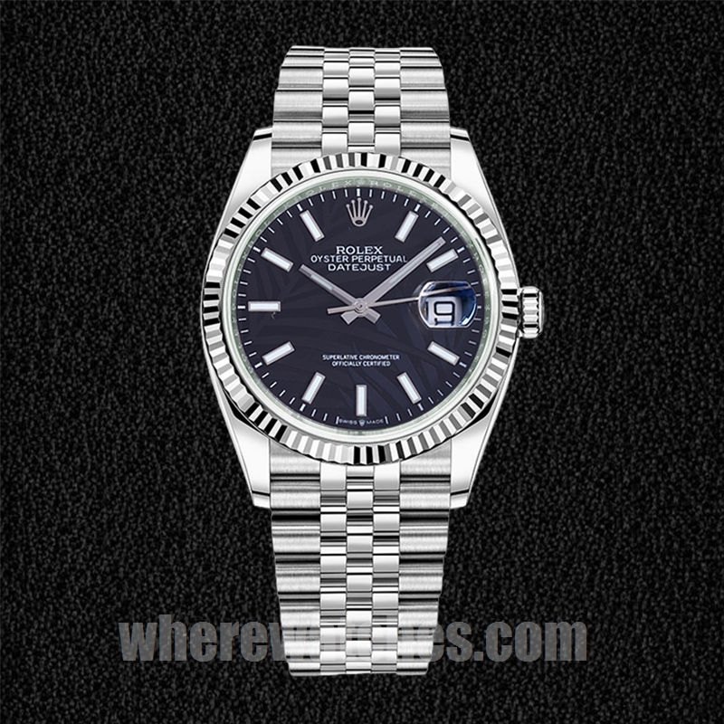 Rolex Datejust 126234 41mm Pour des hommes Cadran noir motif palmier Argenté – Image 2