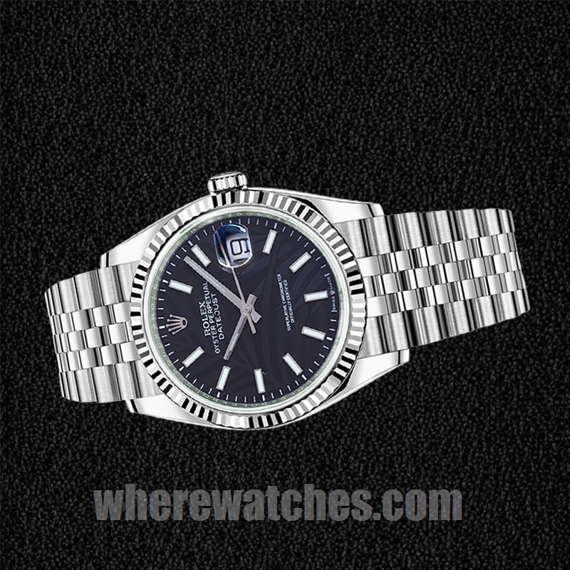 Rolex Datejust 126234 41mm Pour des hommes Cadran noir motif palmier Argenté – Image 3