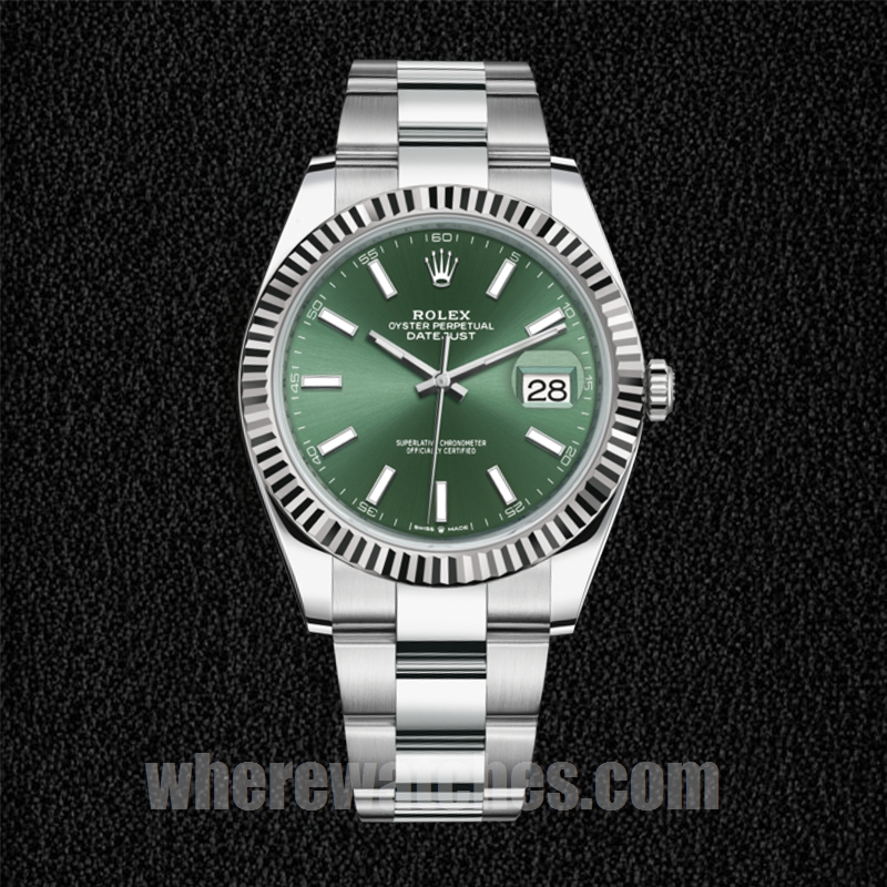 Rolex Datejust 41mm m126334-0027 Pour des hommes Cadran vert Bracelet Huître – Image 2