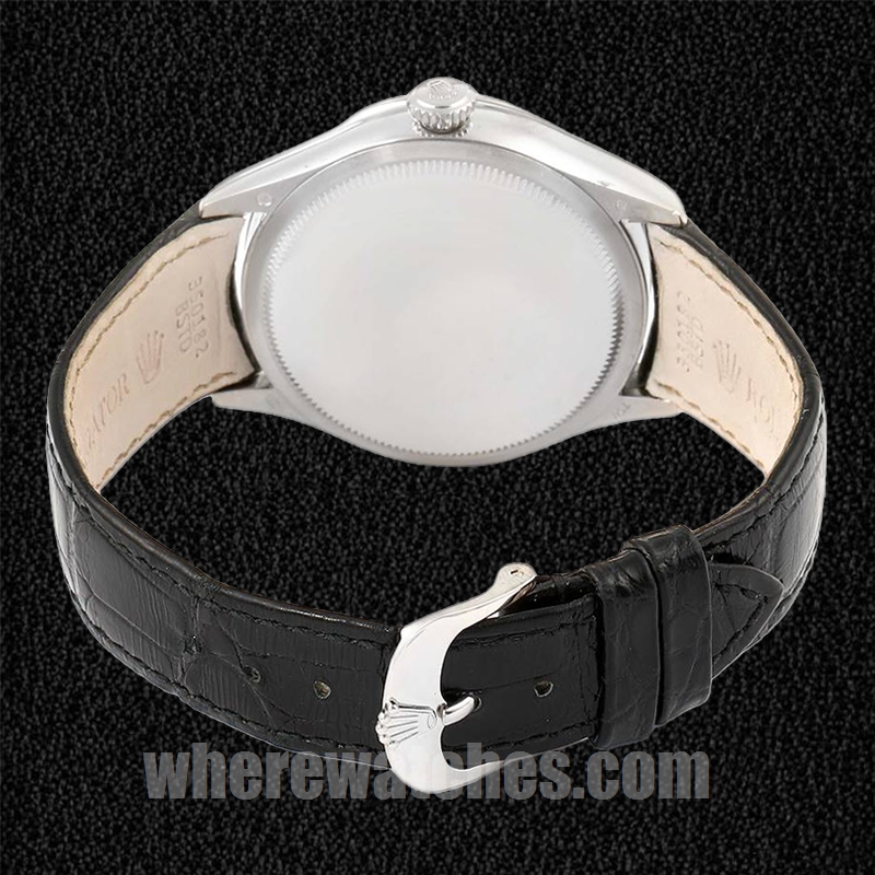 Rolex Cellini 39mm m50519-0006 Pour des hommes Bracelet en cuir Cadran blanc – Image 4