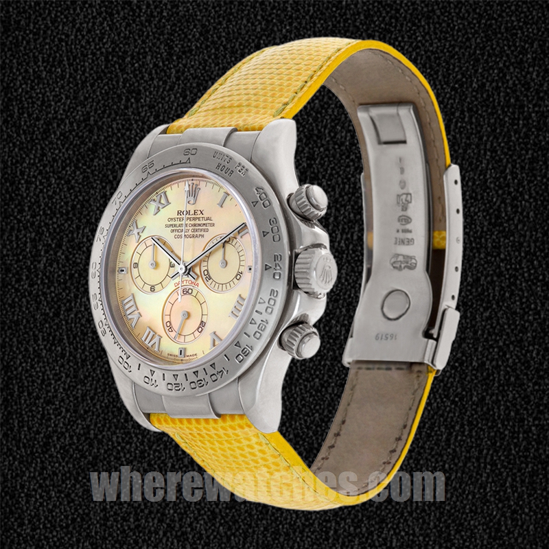 Rolex Daytona Pour des hommes 116519 40mm Argenté Bracelet en cuir – Image 3