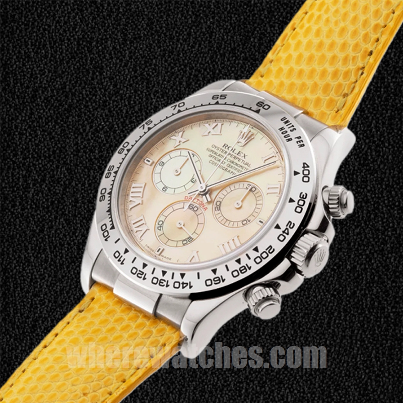 Rolex Daytona Pour des hommes 116519 40mm Argenté Bracelet en cuir – Image 4