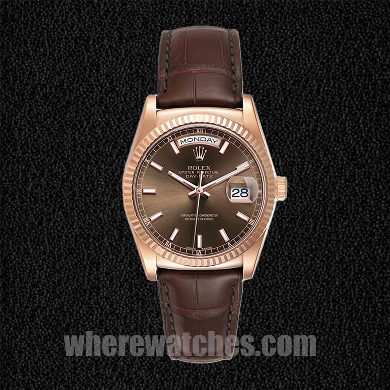 Rolex Day-Date Pour des hommes 118135 36mm Regardez Bracelet en cuir – Image 2