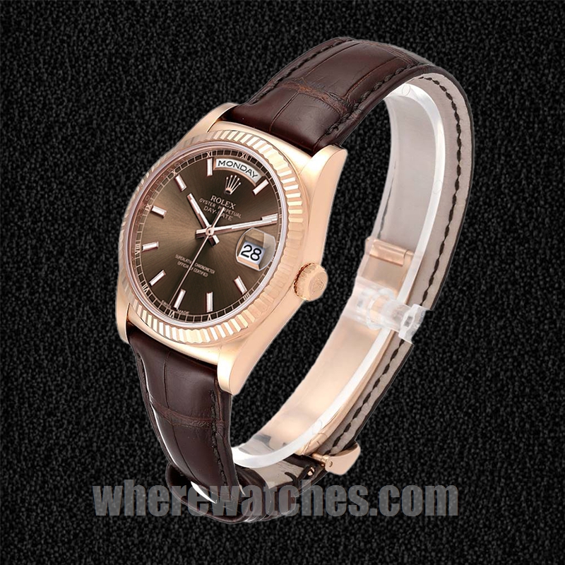 Rolex Day-Date Pour des hommes 118135 36mm Regardez Bracelet en cuir – Image 3
