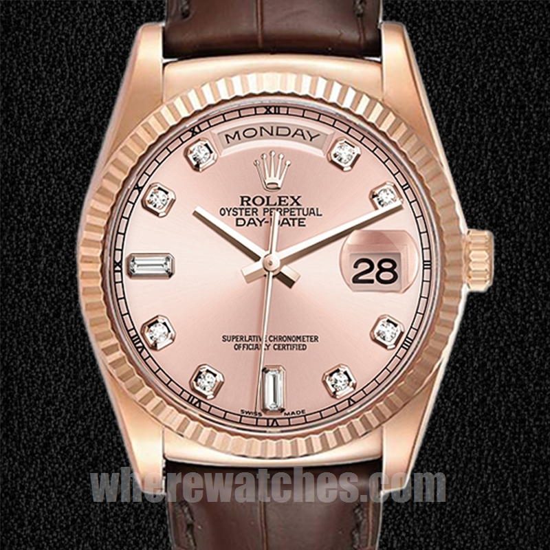 Rolex Day-Date Pour des hommes 36mm 118135-0101 Doré rose Automatique