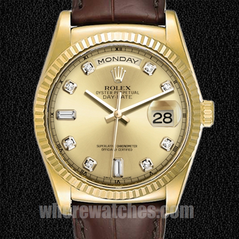 Rolex Day-Date 36mm 118138 Pour des hommes Cadran Champagne