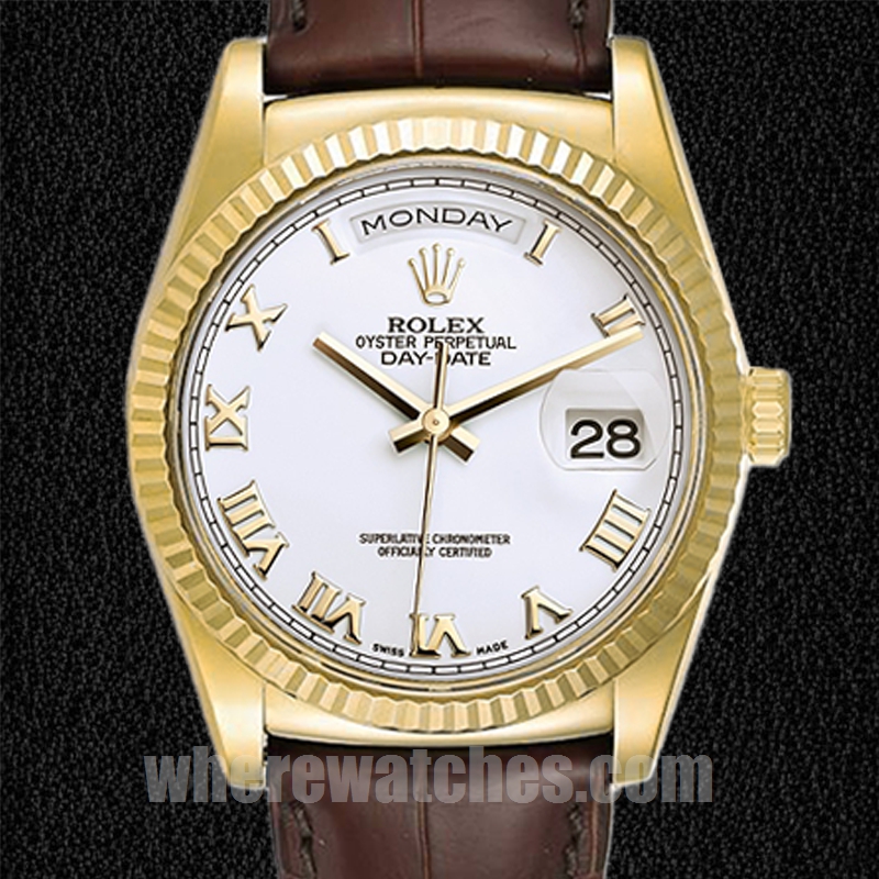 Rolex Day-Date m118138-0117 36mm Pour des hommes Cadran blanc