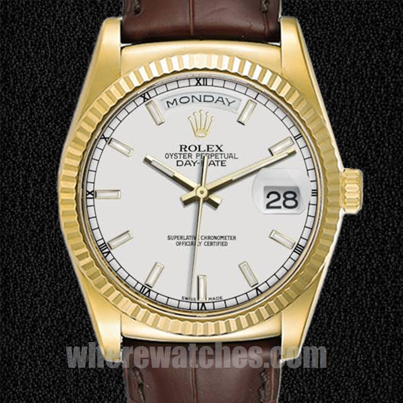 Rolex Day-Date m118138-0147 36mm Pour des hommes Cadran blanc
