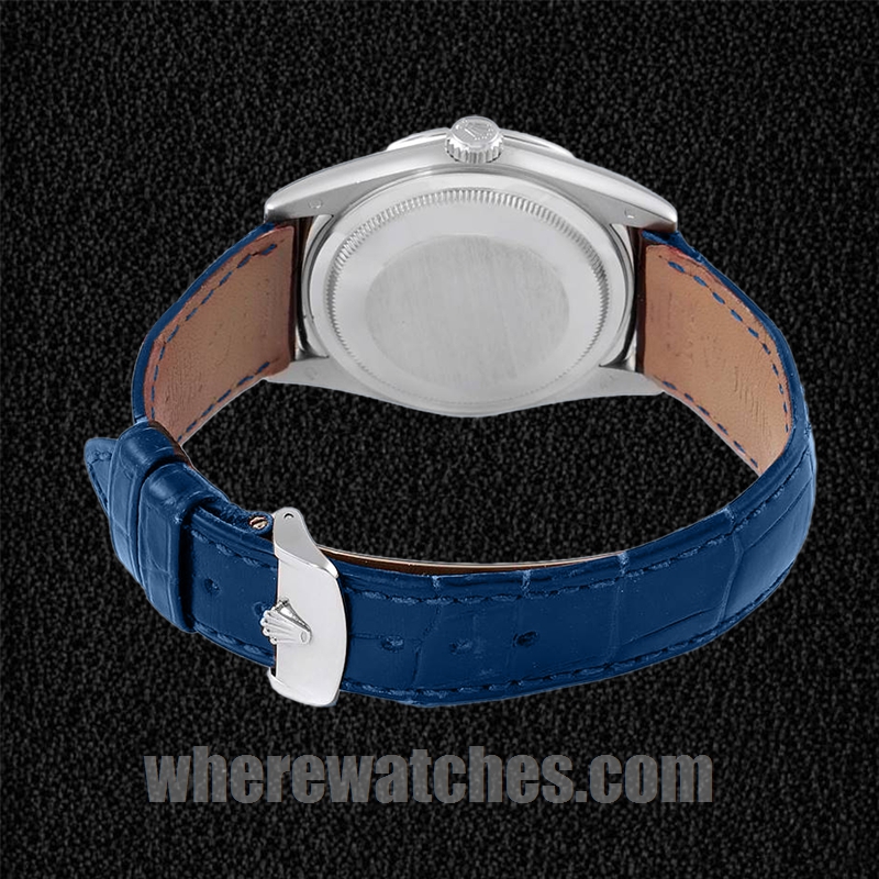 Rolex Day-Date 36mm m118139-0090 Pour des hommes Argenté Bracelet en cuir – Image 4