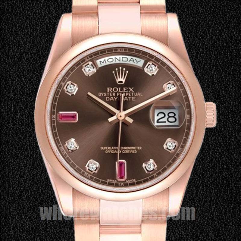 Rolex Day-Date 36mm Pour des hommes 118205 Regardez Cadran marron