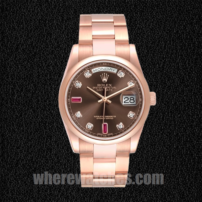 Rolex Day-Date 36mm Pour des hommes 118205 Regardez Cadran marron – Image 2