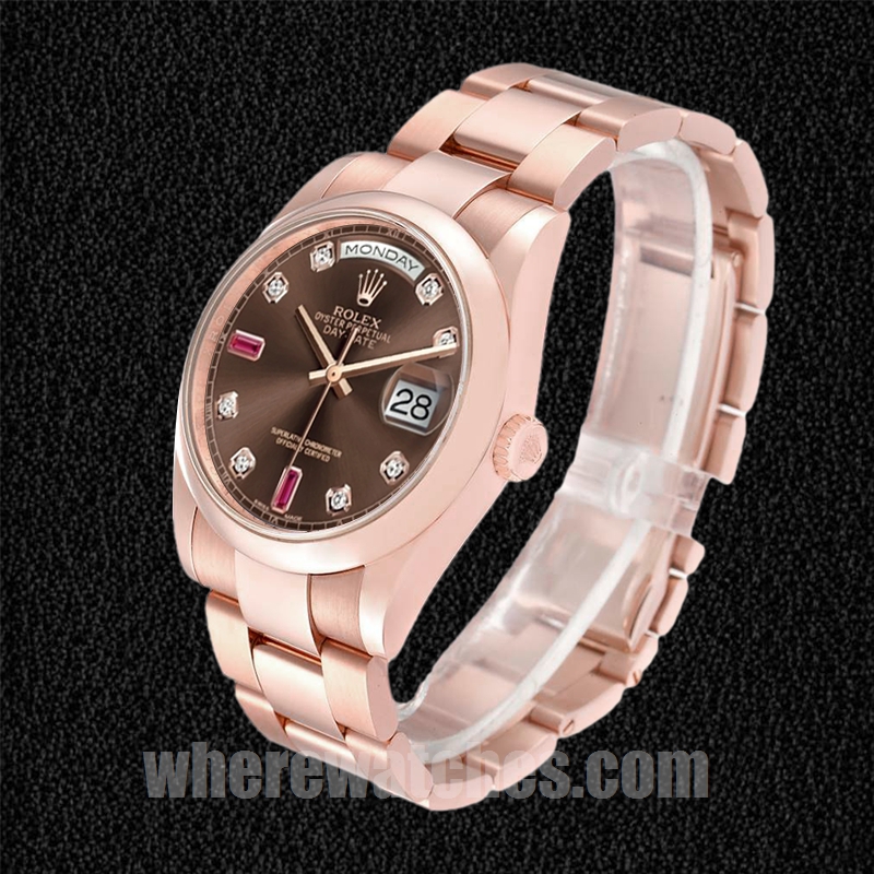 Rolex Day-Date 36mm Pour des hommes 118205 Regardez Cadran marron – Image 3