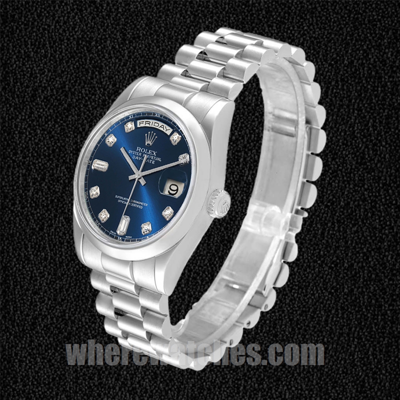 Rolex Day-Date 36mm 118206 Pour des hommes Cadran bleu Argenté – Image 3
