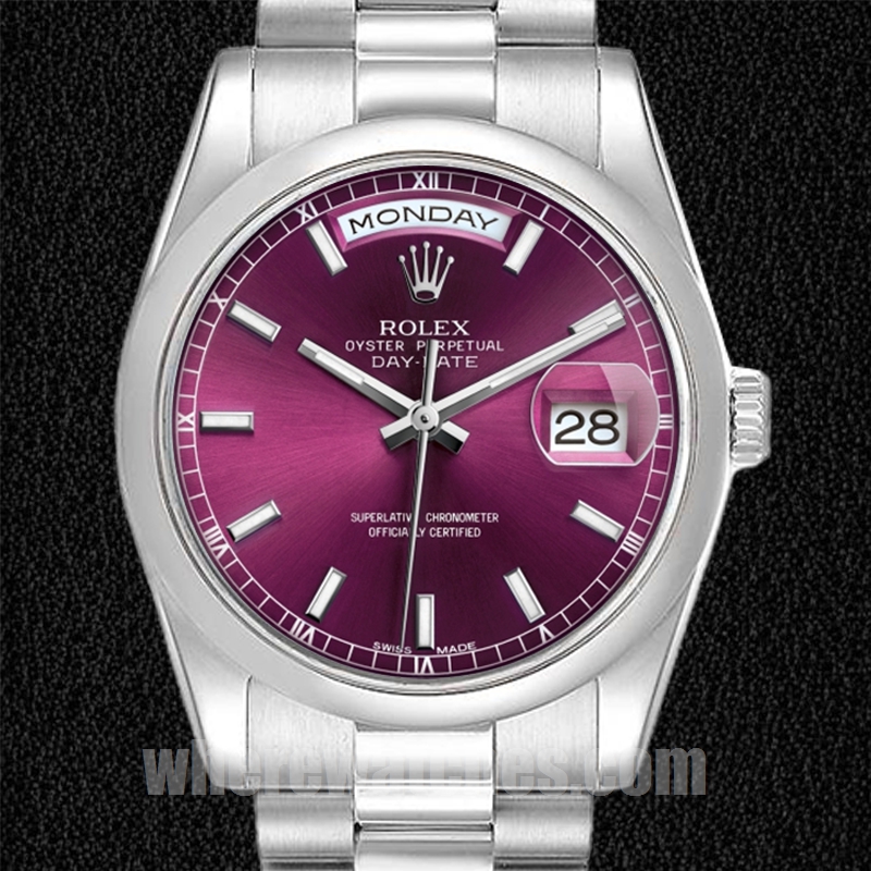 Rolex Day-Date 118206 36mm Pour des hommes Cadran Cerise Regardez