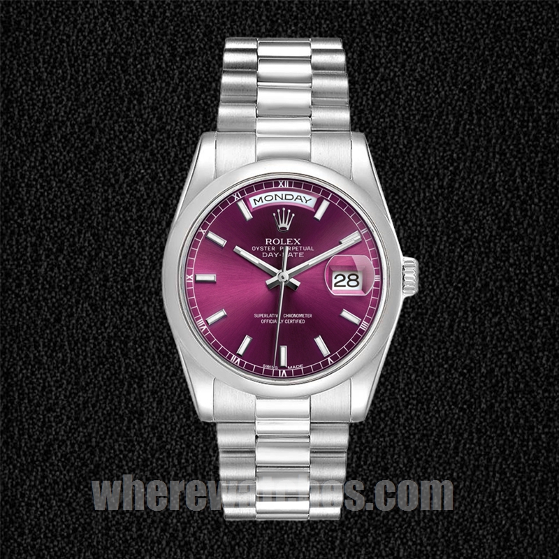Rolex Day-Date 118206 36mm Pour des hommes Cadran Cerise Regardez – Image 2