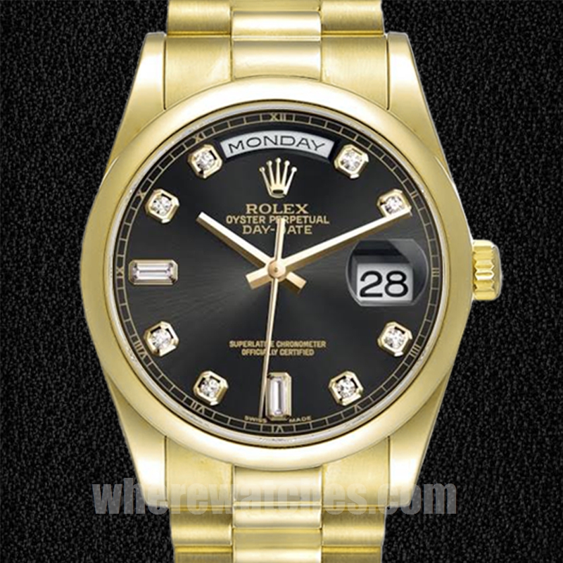 Rolex Day-Date Pour des hommes 118208-83208 36mm Ton d'or
