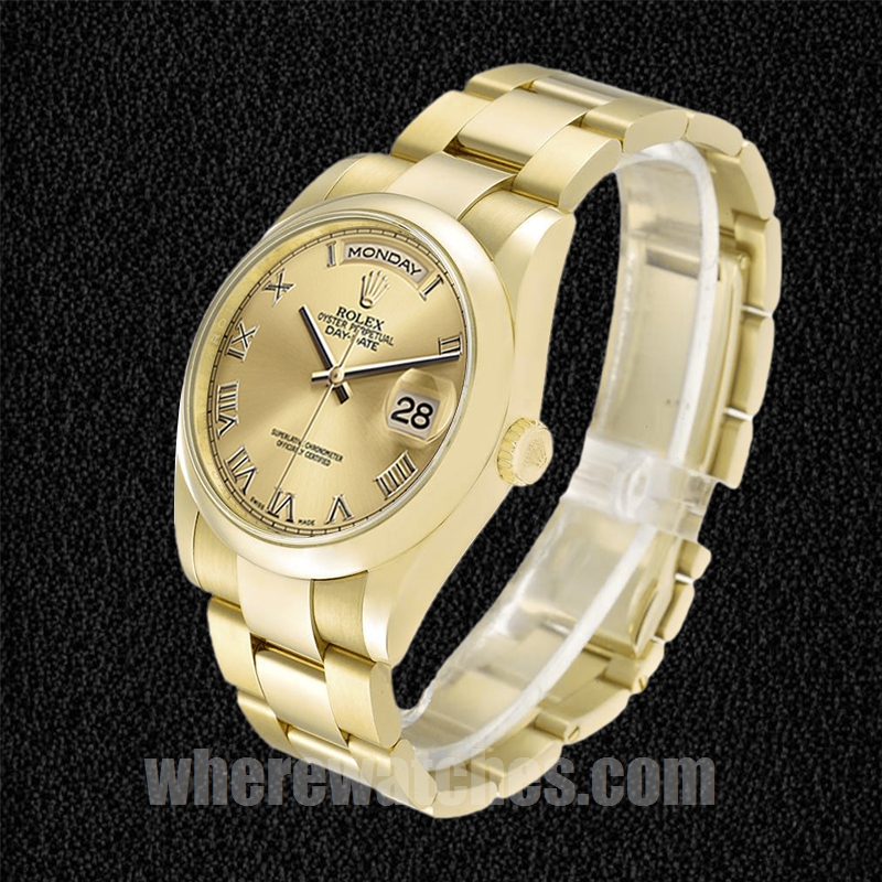 Rolex Day-Date Pour des hommes 118208 36mm Ton d'or Bracelet Huître – Image 3